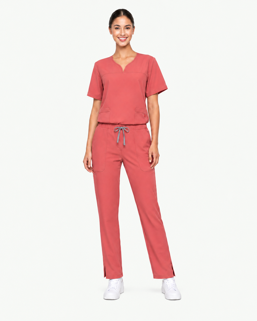Cédra Flare Scrub Set Salmon Pink